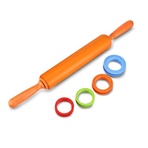 Non Stick Silicone Rolling Pin Dough Roller With Adjustable Thickness