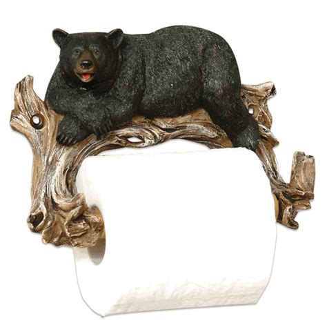 Buy northwoods black bear toilet paper holder: Relaxing Bear Toilet Paper Holder