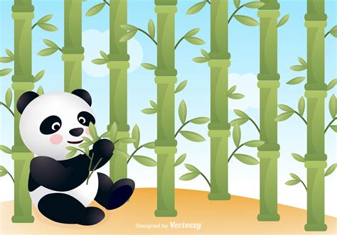 Panda With Bamboo Vector Background 96991 Vector Art At Vecteezy