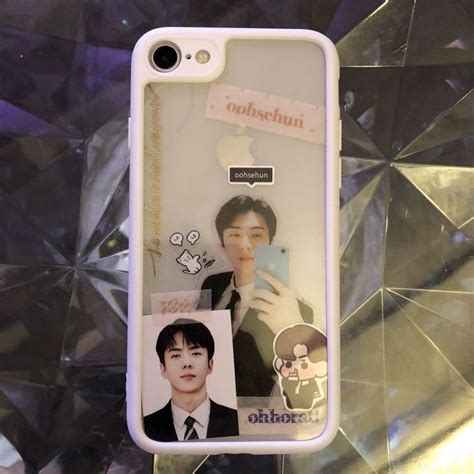 A Cell Phone Case With An Image Of The Same Person On It And Some Other Stickers