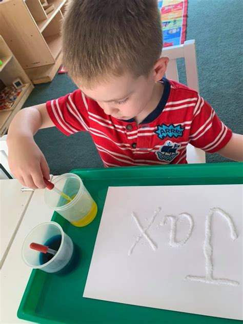 Salt Glue And Watercolor Writing Activity For Preschoolers