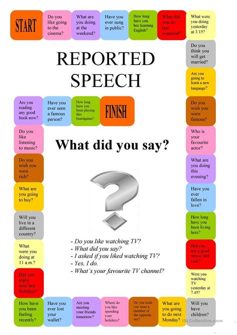 Reported Speech A Boardgame Worksheet Free ESL Printable Worksheets Made By Teachers