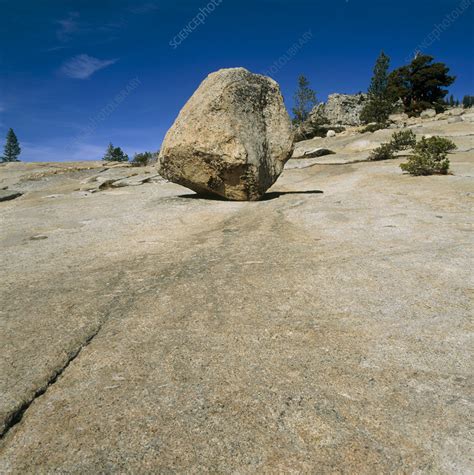 Eroded Boulder Of Granite Rock At Yosemite Park Stock Image E460