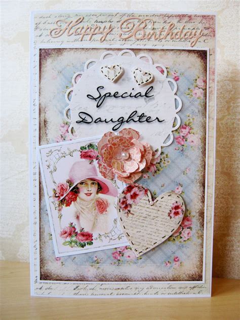 Vintage Special Daughter Birthday Card Handmade Flowers