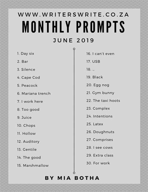 30 writing prompts for june 2019 writing prompts for writers writing prompts writing a book