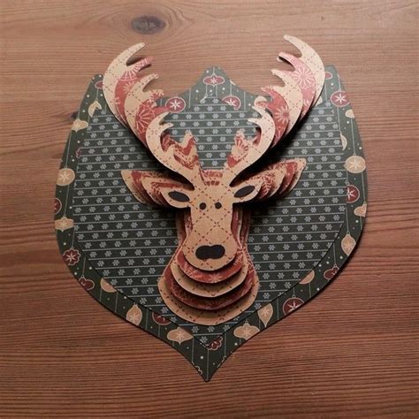 An antique wooden hunting wall plaque with impressive carving of a stag head. Stag Head Wall Decoration - Gold and Green | Stag head ...