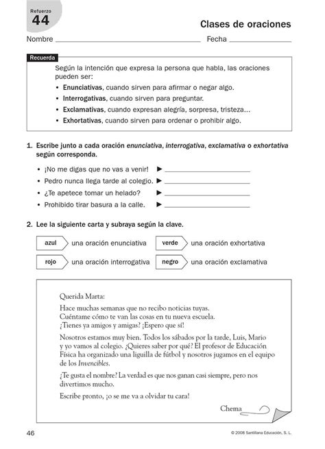 Ficha Tipos De Oraciones Para Cuarto De Primaria Pdf Kulturaupice