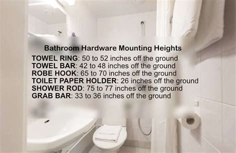 The seat height of a water closet above the finish floor shall be 17 inches (430 mm) minimum and 19 inches (485 mm) maximum measured to the top of the grab bars shall comply with 609 and shall be provided in accordance with 608.3. Towel Ring Height and Other Fixtures: Proper Measurements