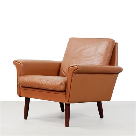 Brown Cognac Leather Armchair Denmark 1960s 98736