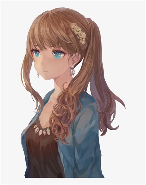 Anime Brown Hair Drawing Blue Hair Anime Girl Blonde