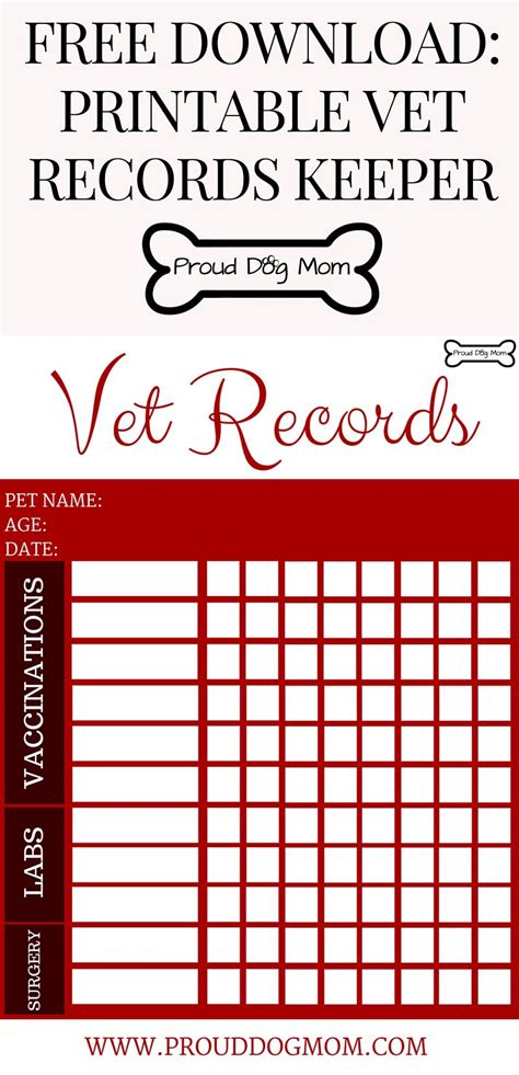 Free Download Printable Vet Records Keeper Record Keeper Pet Health