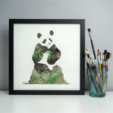 Giant Panda Art Print 12 Inch Square Limited Edition Etsy