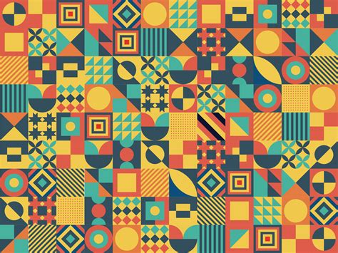 Colorful Vintage Geometric Mosaic Background Png