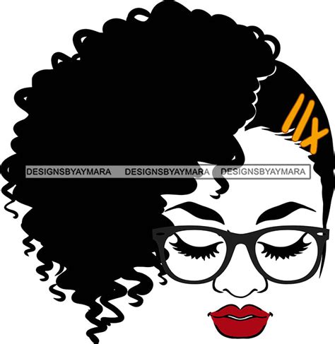 afro black goddess portrait bamboo hoop earrings glasses sexy lips wom designsbyaymara
