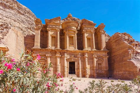 Famous Facade Of The Ad Deir In The Ancient City Of Petra Jordan