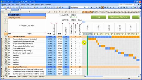 Construction Work Schedule Template Excel Excel Templates