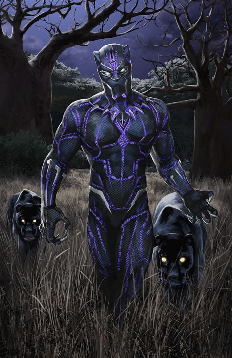 Incredible Black Panther Illustration By Rob Brunette 흑표범 마블 코믹스 슈퍼히어로