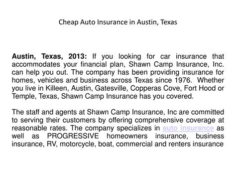 Ppt Cheap Auto Insurance In Austin Texas Powerpoint Presentation