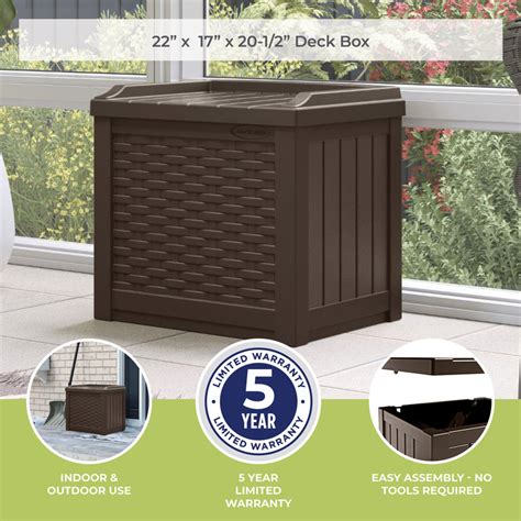 Suncast Wicker Gallon Water Resistant Resin Deck Box With Storage Seat In Java Reviews