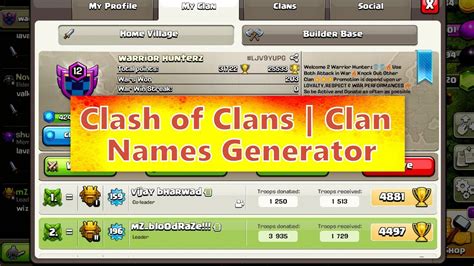 Clash Of Clans Clan Names Generator Name Changes Option Available