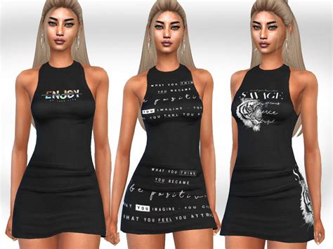 Sims 4 — Printed Little Black Dresses By Saliwa — Printed Little Black