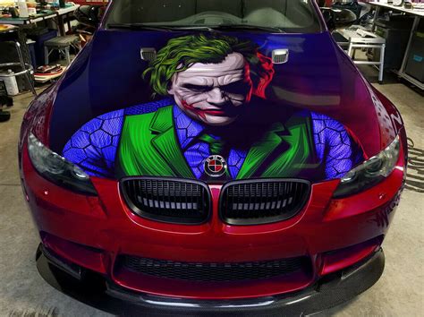 Vinyl Car Hood Wrap Full Color Graphics Decal The Joker Dark Knight