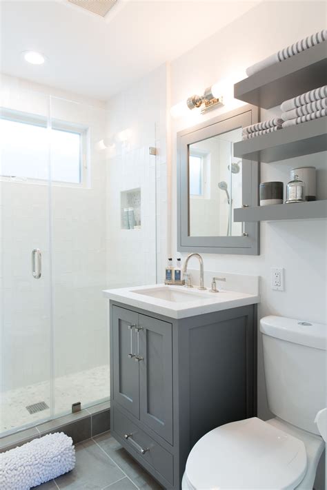 You can find distinct grey and white bathroom vanities such as ceramic ones, wooden ones, metal ones and many others, depending on your preference. Our Home: Bathroom Transformation | Gray and white ...
