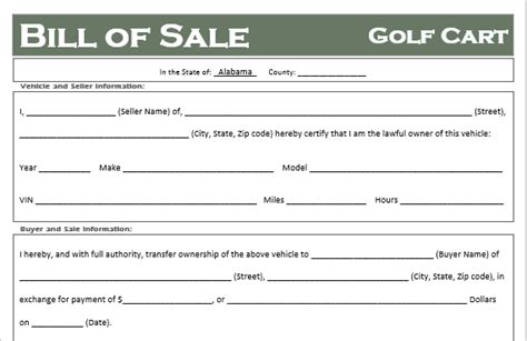 You can take advantage of this article as we have mentioned some tips that are always missed by an authorized deal will have full sales and services as a backup and technical assistance for the factory. Free Alabama Golf Cart Bill of Sale Template - Checkersaga