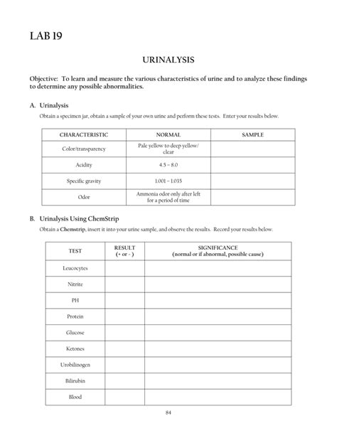 Urinalysis Report Form Printable Printable Forms Free Online