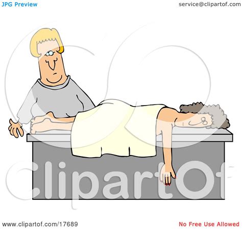 Clipart Illustration Of A Female Caucasian Masseuse About To Wake Up A Relaxed Customer That