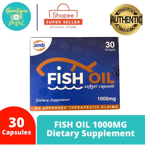 Fish Oil 1000mg Dietary Supplement By Amb 30 Capsules Shopee