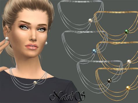 Three Tiered Necklace With Pearl By Natalis At Tsr Sims 4 Updates