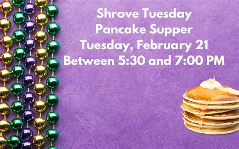 Shrove Tuesday With Pancake Supper Trinity United Methodist Church