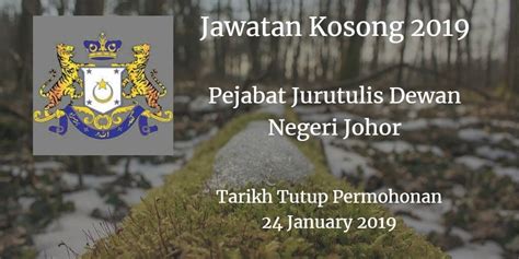 Jawatan kosong johor 2019 archives kisahsidairy com. Jawatan Kosong Pejabat Jurutulis Dewan Negeri Johor 24 ...