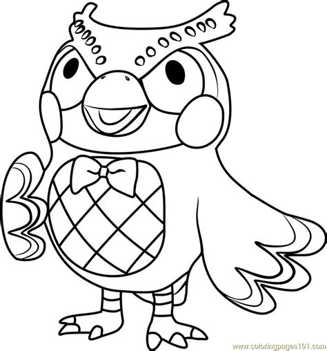 Print or download for free. Animal crossing Blathers colouring page | Animal crossing ...