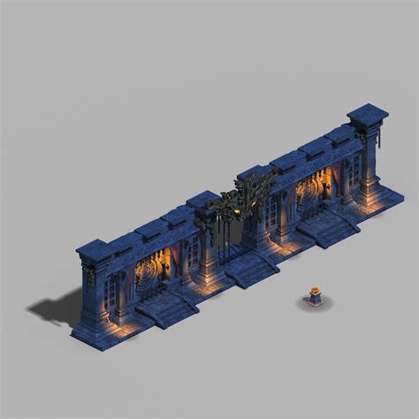 3d Model Underground Palace Tomb Gate Wall 02 Cgtrader