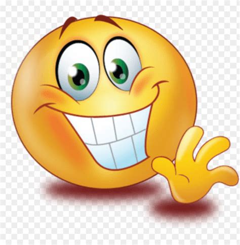 Reet Big Smile Wave Hand Emoji Clow Png Image With Transparent