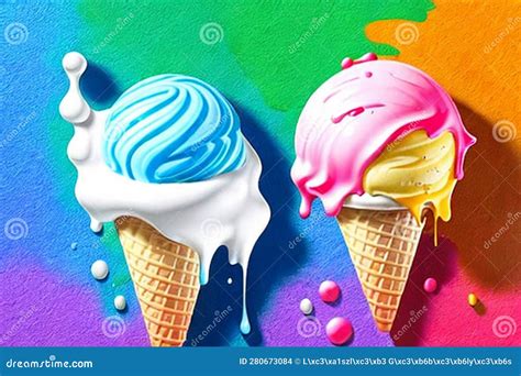 Two Wafer Funnels Several Scoops Of Ice Cream Stock Illustration Illustration Of Fagy Cake