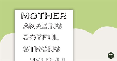Mothers Day Acrostic Poem Worksheets Teach Starter