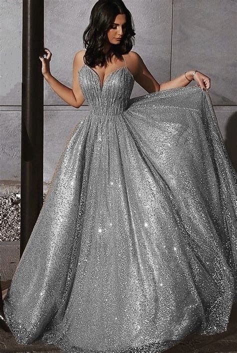 Silver Glitter Prom Dress Hot Sex Picture