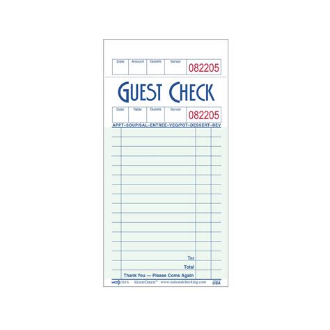 Guest Check Template