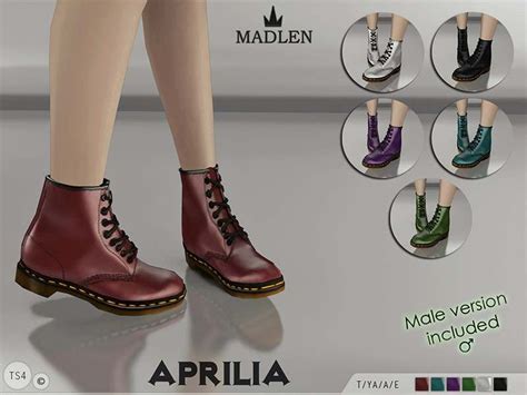 Стильные кожаные ботинки Dr Martens в 6 цветовых вариантах Sims 4