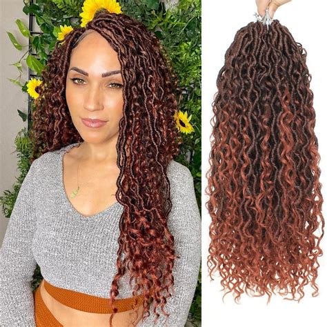 Buy Zrq 2 Packs New Goddess Locs Crochet Hair 18 Inch Curly Faux Locs Crochet Braids Hair Ombre