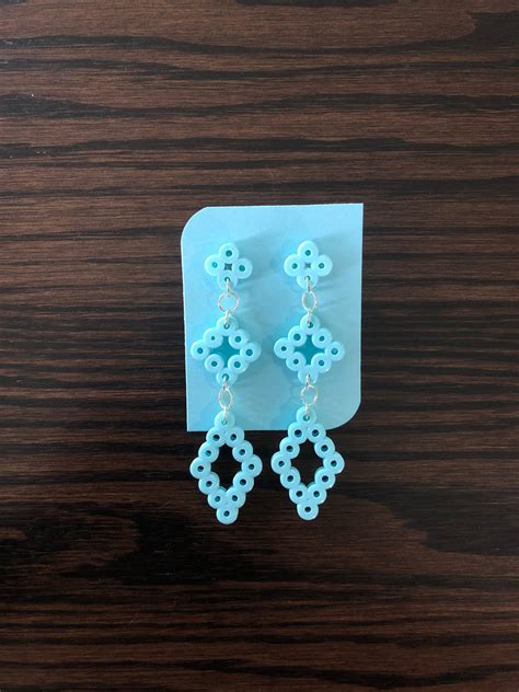 Diamond Tier Dangle Perler Bead Earrings Etsy Uk