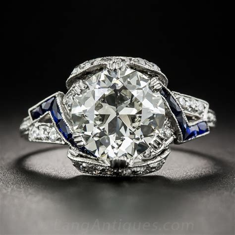 282 Carat Diamond And Sapphire Art Deco Engagement Ring