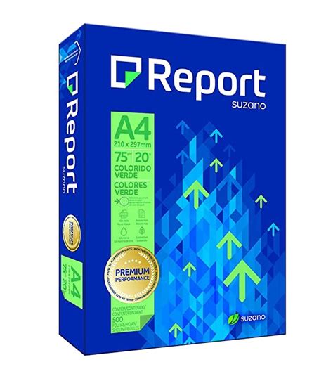 papel sulfite a4 verde 75g m² pacote c 500 folhas report premium