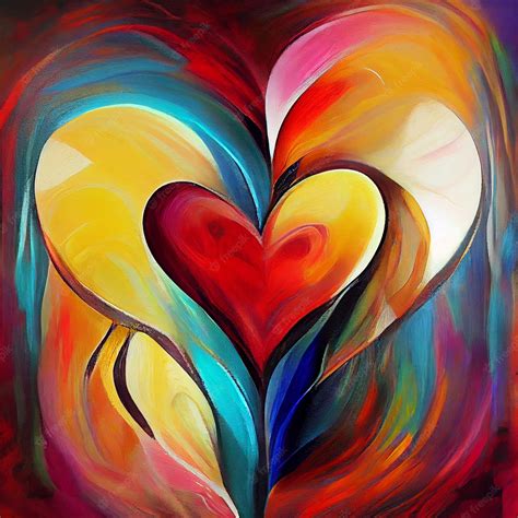 Premium Photo Abstract Art Painting Of Love And Heart Shape For