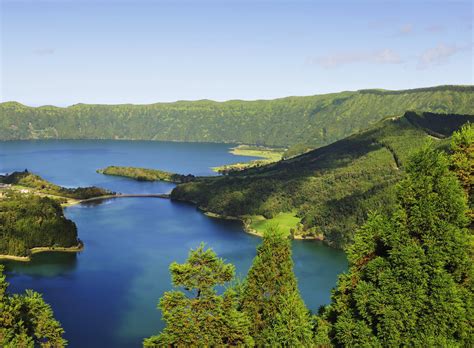Portugal Mountains Lake Scenery Azores Nature