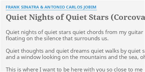 Quiet Nights Of Quiet Stars Corcovado Lyrics By Frank Sinatra