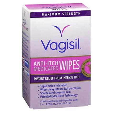 Vagisil Anti Itch Medicated Wipes Maximum Strength 12 Ea Pack Of 3